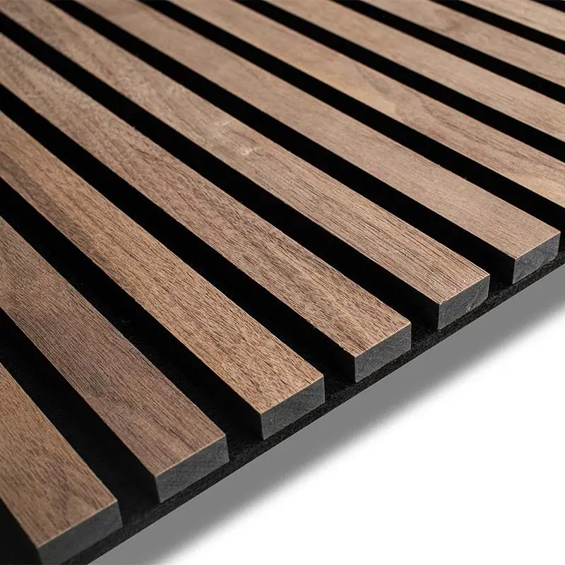 MuffleTimber | Acoustic Slat Wood Wall Panel -  Walnut (Black Felt)