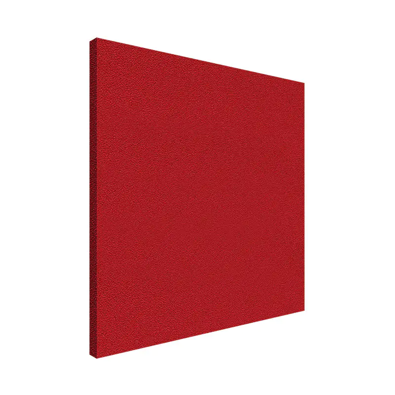 Red acoustic foam panel on a white background
